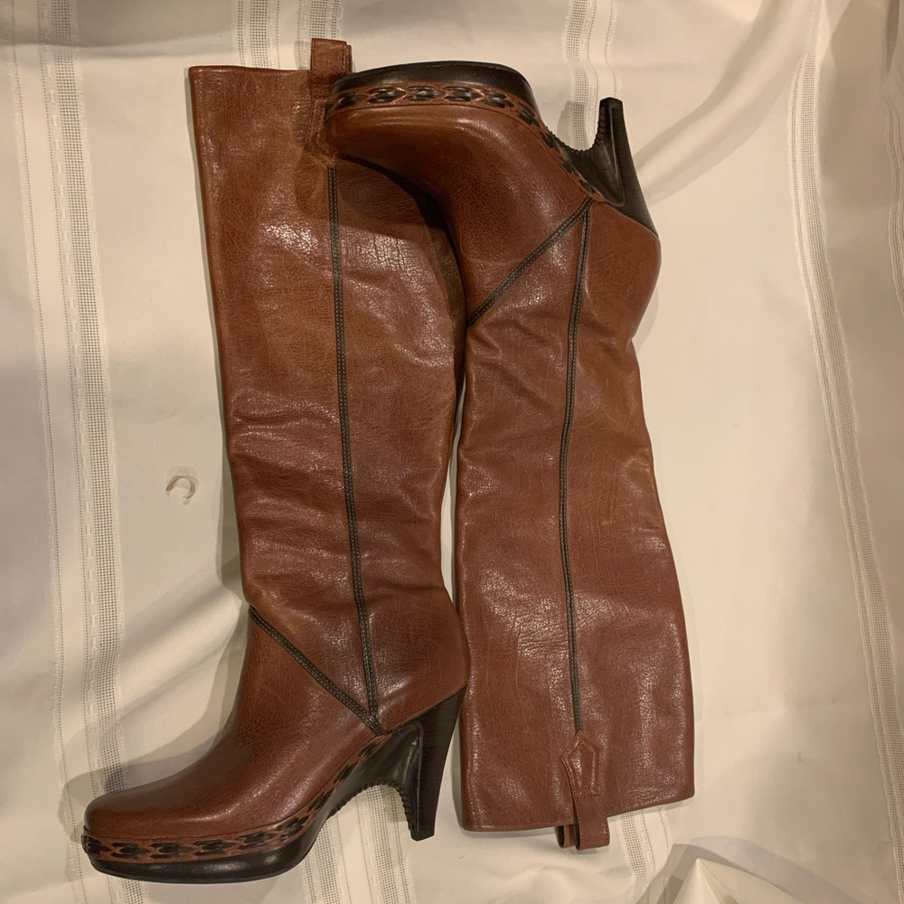 Cole Haan Brown Leather Knee-High Heeled Boots